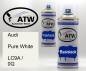 Preview: Audi, Pure White, LC9A / 0Q: 400ml Sprühdose + 400ml Klarlack - Set, von ATW Autoteile West.